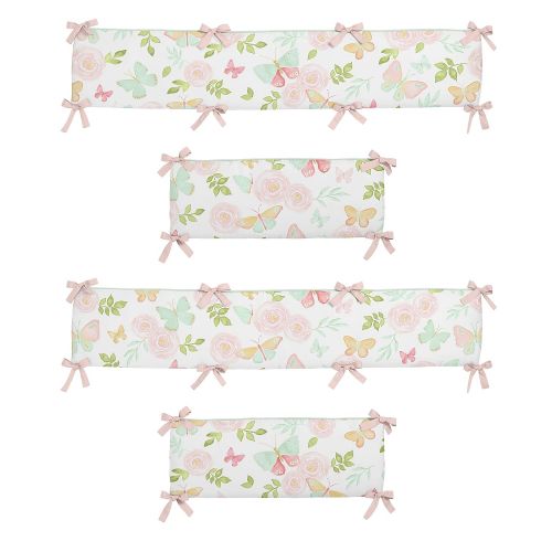  Sweet Jojo Designs Blush Pink, Mint and White Watercolor Rose Baby Crib Bumper Pad for...