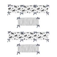 Sweet Jojo Designs Grey, Black and White Woodland Moose Baby Crib Bumper Pad for Rustic Patch...