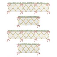 Sweet Jojo Designs Mint Coral White and Gold Trellis Ava Girls Baby Bedding Set Collection Crib Bumper