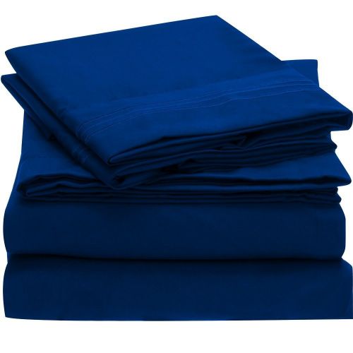  Sweet Sheets Bed Sheet Set - 1800 Double Brushed Microfiber Bedding - 4 Piece (King, Imperial Blue)