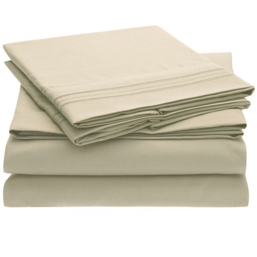  Sweet Sheets Bed Sheet Set - 1800 Double Brushed Microfiber Bedding - 4 Piece (Full, Beige)