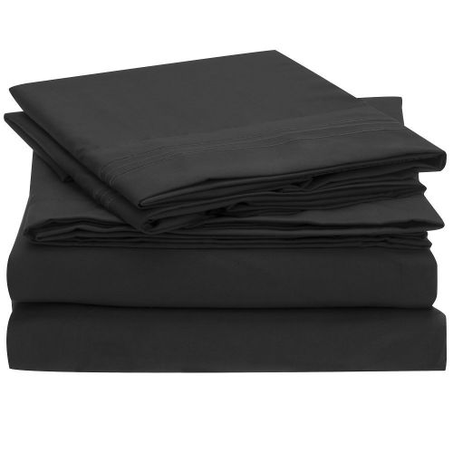  Sweet Sheets Bed Sheet Set - 1800 Double Brushed Microfiber Bedding - 3 Piece (Twin, Black)