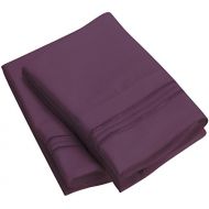 Sweet Sheets Pillowcase Set - 1800 Double Brushed Microfiber Bedding (Set of 2 King Size, Purple)