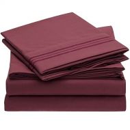 Sweet Sheets Bed Sheet Set - 1800 Double Brushed Microfiber Bedding - 3 Piece (Twin, Burgundy)