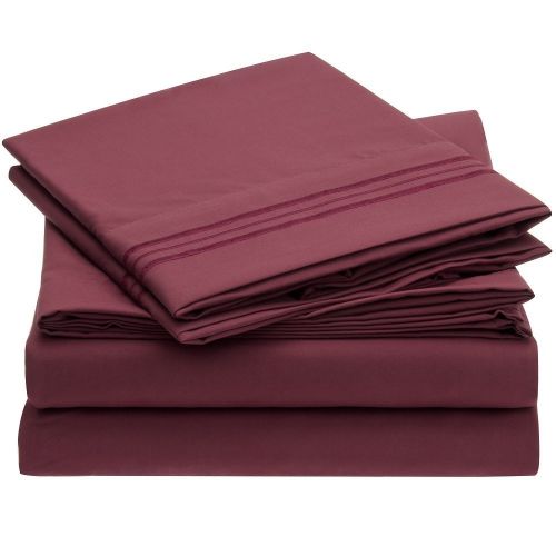  Sweet Sheets Bed Sheet Set - 1800 Double Brushed Microfiber Bedding - 3 Piece (Twin, Burgundy)