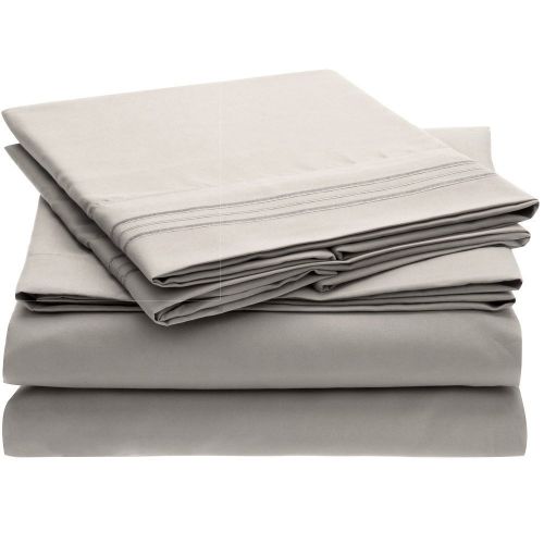  Sweet Sheets Bed Sheet Set - 1800 Double Brushed Microfiber Bedding - 3 Piece (Twin XL, Light Gray)
