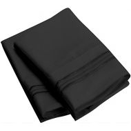 Sweet Sheets Pillowcase Set - 1800 Double Brushed Microfiber Bedding (Set of 2 Standard Size, Black)
