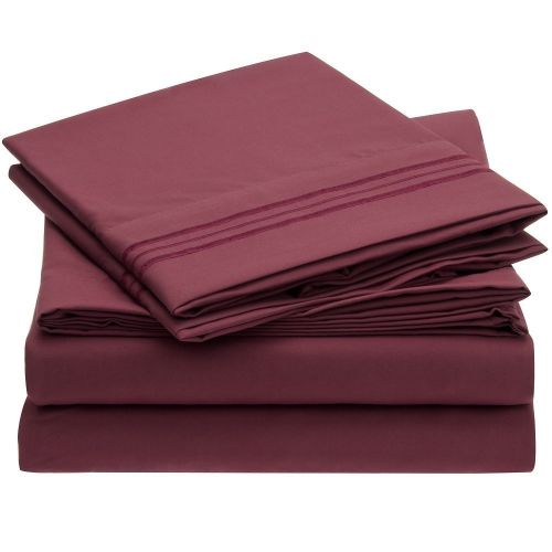  Sweet Sheets Bed Sheet Set - 1800 Double Brushed Microfiber Bedding - 3 Piece (Twin XL, Burgundy)