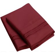 Sweet Sheets Pillowcase Set - 1800 Double Brushed Microfiber Bedding (Set of 2 Standard Size, Burgundy)