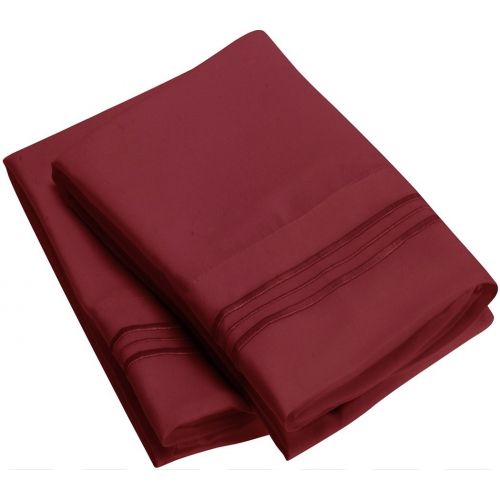  Sweet Sheets Pillowcase Set - 1800 Double Brushed Microfiber Bedding (Set of 2 Standard Size, Burgundy)