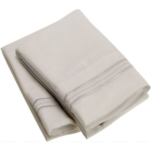  Sweet Sheets Pillowcase Set - 1800 Double Brushed Microfiber Bedding (Set of 2 Standard Size, Light Gray)