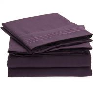 Sweet Sheets Bed Sheet Set - 1800 Double Brushed Microfiber Bedding - 4 Piece (King, Purple)