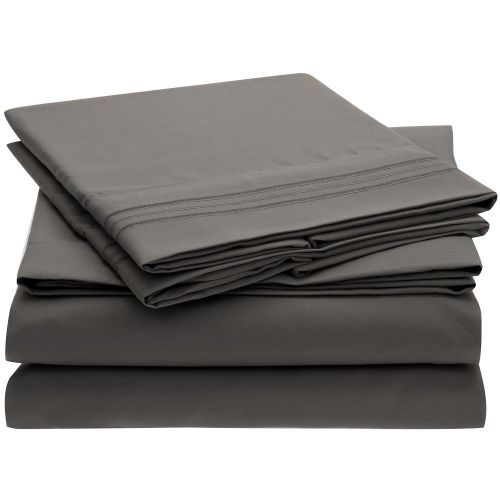  Sweet Sheets Bed Sheet Set - 1800 Double Brushed Microfiber Bedding - 4 Piece (King, Gray)