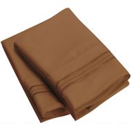 Sweet Sheets Pillowcase Set - 1800 Double Brushed Microfiber Bedding (Set of 2 Standard Size, Mocha)