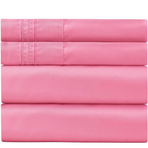  Sweet Sheets Bed Sheet Set California King Pink - 1800 Double Brushed Microfiber Bedding - Wrinkle, Fade, Stain Resistant - Soft and Durable - All Season - 4 Piece (California King