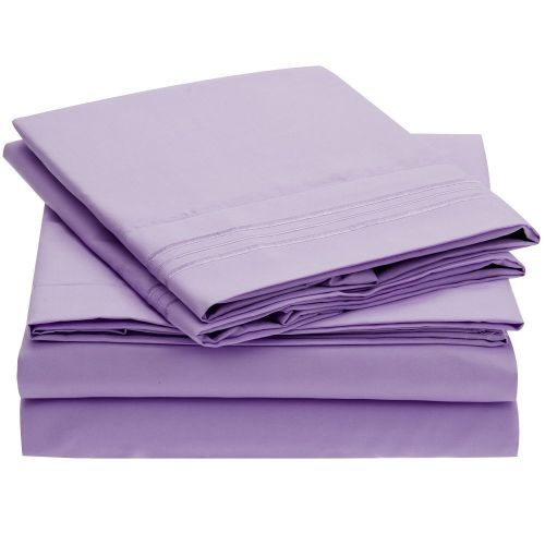  Sweet Sheets Bed Sheet Set - 1800 Double Brushed Microfiber Bedding - 4 Piece (King, Violet)