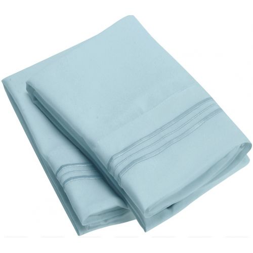  Sweet Sheets Pillowcase Set - 1800 Double Brushed Microfiber Bedding (Set of 2 Standard Size, Baby Blue)