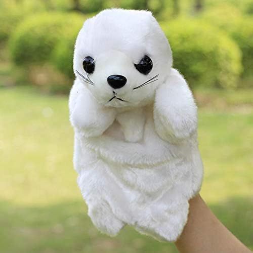 SweetGifts Plush Seal Hand Puppets Stuffed Ocean Animals Toys for Imaginative Pretend Play Stocking Storytelling White