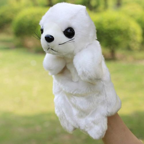  SweetGifts Plush Seal Hand Puppets Stuffed Ocean Animals Toys for Imaginative Pretend Play Stocking Storytelling White