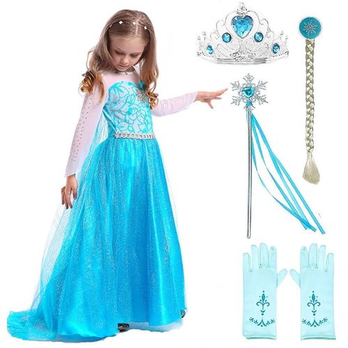  SweetNicole Snow Queen Elsa Princess Party Dress Costume with Accessories