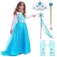 SweetNicole Snow Queen Elsa Princess Party Dress Costume with Accessories