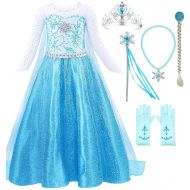 SweetNicole Snow Queen Elsa Princess Party Dress Costume with Accessories