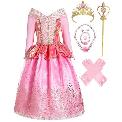  SweetNicole Pink Princess Aurora Party Dress Pretend Costume