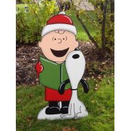 Sweetpeapaint Hand Painted Charlie Brown and Snoopy Christmas Yard Art