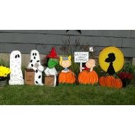 /Sweetpeapaint Hand Painted Set of 6 Peanuts Halloween Yard Art