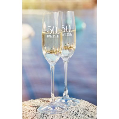  [아마존베스트]50th Anniversary Gifts for Couple by Sweetzer & Orange. Set of 2 Wedding Anniversary Champagne Flutes. Giftable Wine Glasses for Parents. 8 oz Engraved Champagne Glasses. Gift for