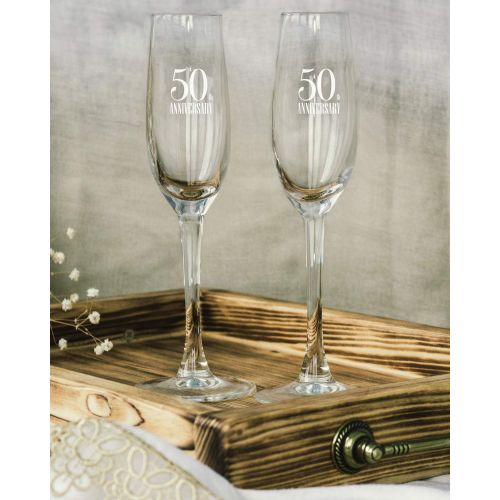  [아마존베스트]50th Anniversary Gifts for Couple by Sweetzer & Orange. Set of 2 Wedding Anniversary Champagne Flutes. Giftable Wine Glasses for Parents. 8 oz Engraved Champagne Glasses. Gift for