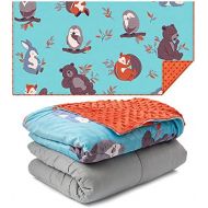 [아마존베스트]Sweetzer & Orange Weighted Blanket for Kids 5lbs Heavy Blanket, Best for 42-63lb Children - Warming and Cooling Weighted Comforter with Minky Cover (5lb, Sleepy Animals)