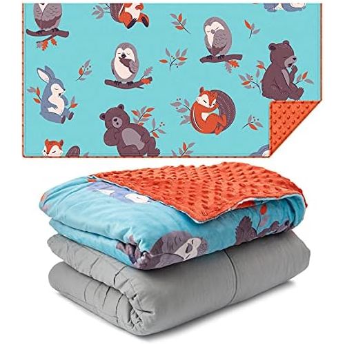  [아마존베스트]Sweetzer & Orange Weighted Blanket for Kids 5lbs Heavy Blanket, Best for 42-63lb Children - Warming and Cooling Weighted Comforter with Minky Cover (5lb, Sleepy Animals)