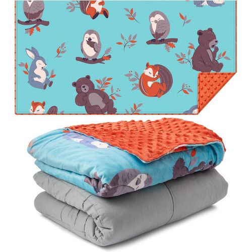  [아마존베스트]Sweetzer & Orange Weighted Blanket for Kids 5lbs Heavy Blanket, Best for 42-63lb Children - Warming and Cooling Weighted Comforter with Minky Cover (5lb, Sleepy Animals)