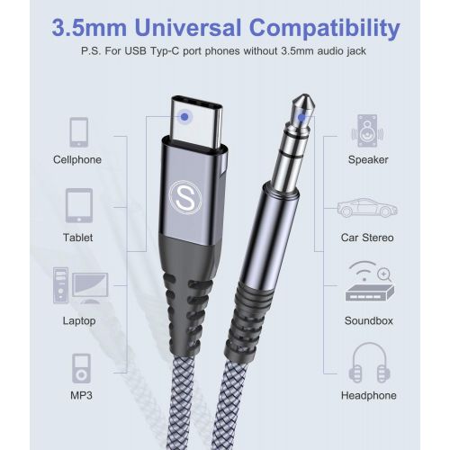  [아마존베스트]Sweguard USB C Jack Aux Cable Car Mobile Phone USB C to 3.5 mm Jack Cable for Huawei P30 Pro/P40 Pro/P20/ Mate 30/ Mate 20, Samsung Galaxy Note10/S20, Xiaomi, Headphones, Home/Car