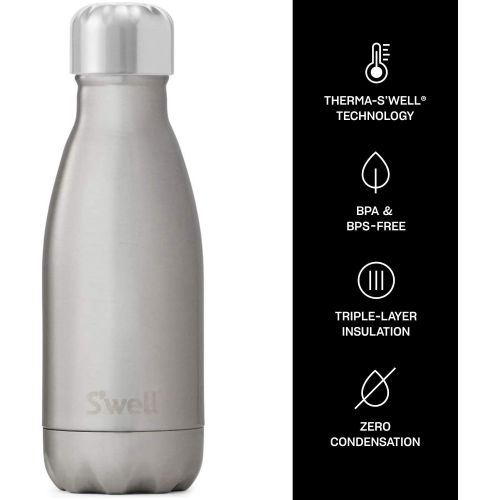  Swell Stainless Steel Water Bottle - 9 Fl Oz - Silver Lining - Triple-Layered Vacuum-Insulated Containers Keeps Drinks Cold for 24 Hours and Hot for 12 - BPA-Free - Perfect for the