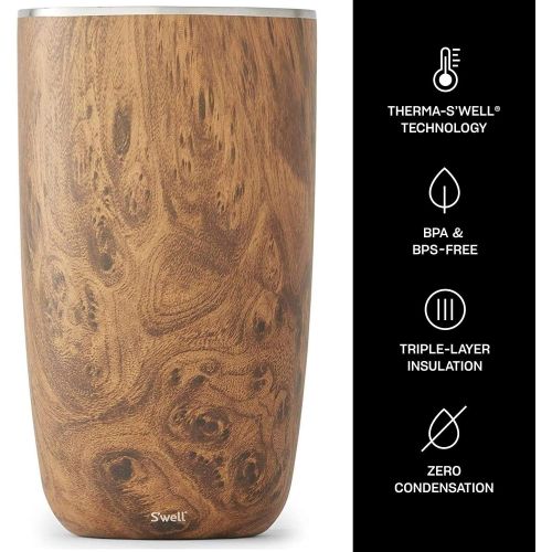  Swell 13100-B19-00820 Wine Chiller Carafe, Fits Most 750ml Bottles, Teakwood