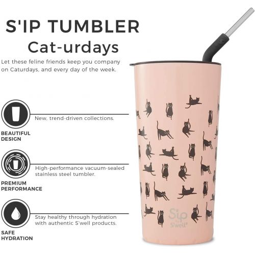  Swell 20424-B19-17365 Stainless Steel Takeaway Tumbler, 24oz, Caturdays