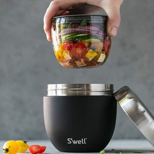  Swell Stainless Steel Food Bowls - 16 Fl Oz - Onyx - Triple-Layered Vacuum-Insulated Containers Keeps Food and Drinks Cold for 12 Hours and Hot for 7 - with No Condensation - BPA F