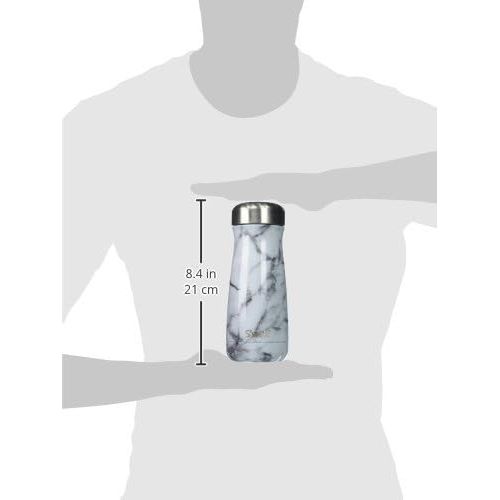  Swell 10316-B17-00910 Stainless Steel Travel Mug-16 Fl Oz-White Marble Triple-Layered Vacuum-Insulated Containers Keeps Drinks Cold for 26 Hours, 16oz