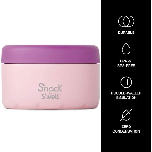  Snack by Swell Stainless Steel Food Container - 24 Fl Oz - Looking Sharp - Double-Layered Insulated Bowls Keep Food and Drinks Food and Drinks Cold and Hot - with No Condensation -