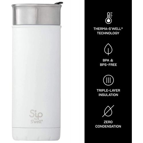 S'ip by S'well Swell Stainless Steel Travel Mug, 16 oz, Flat White - 20316-D17-00410