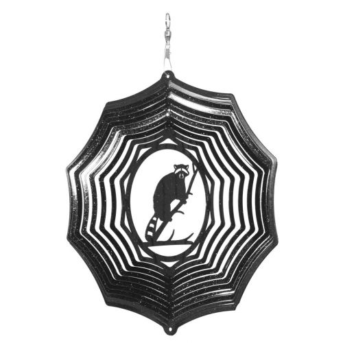  Swenproducts Raccoon Black Swirly Metal Wind Spinner