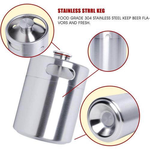  Swess Mini Keg Growler, Pressurized Growler 64 OZ 304 Stainless Steel Mini Keg with Seal knob Cover for Home kitchen Brewing Beer(2L)