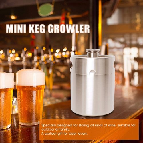  Swess Mini Keg Growler, Pressurized Growler 64 OZ 304 Stainless Steel Mini Keg with Seal knob Cover for Home kitchen Brewing Beer(2L)