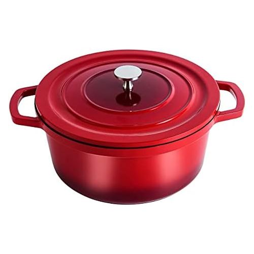  [아마존베스트]swiflon Cast Aluminum Nonstick Pot Sauce Pot Casserole Dutch Oven 5-QT Red Shadowed