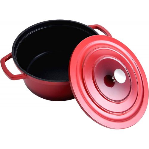  [아마존베스트]swiflon Cast Aluminum Nonstick Pot Sauce Pot Casserole Dutch Oven 5-QT Red Shadowed