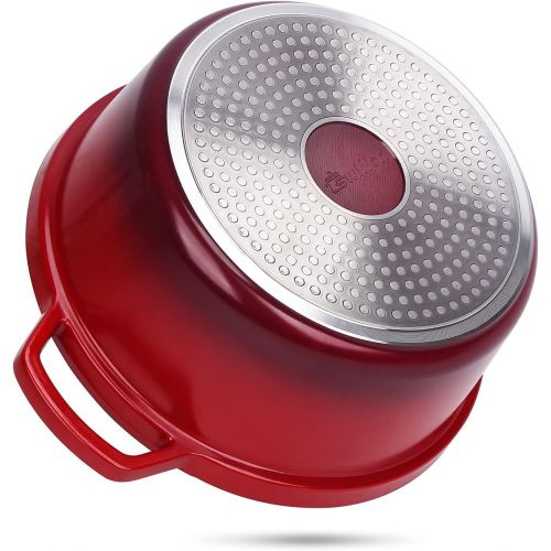  [아마존베스트]swiflon Cast Aluminum Nonstick Pot Sauce Pot Casserole Dutch Oven 5-QT Red Shadowed