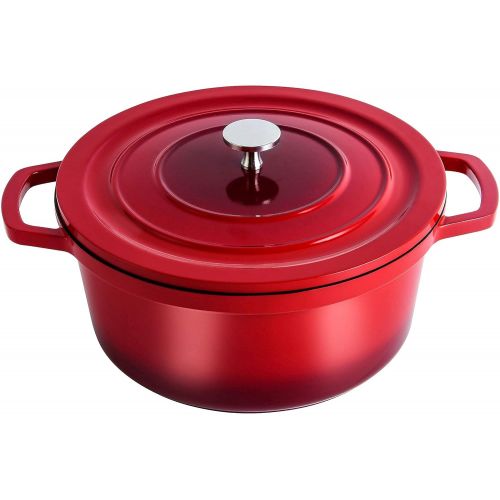  [아마존베스트]swiflon Cast Aluminum Nonstick Pot Sauce Pot Casserole Dutch Oven 5-QT Red Shadowed