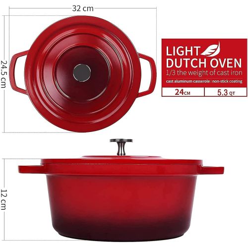  [아마존베스트]swiflon Cast Aluminum Nonstick Pot Sauce Pot Casserole Dutch Oven 5-QT Red Shadowed